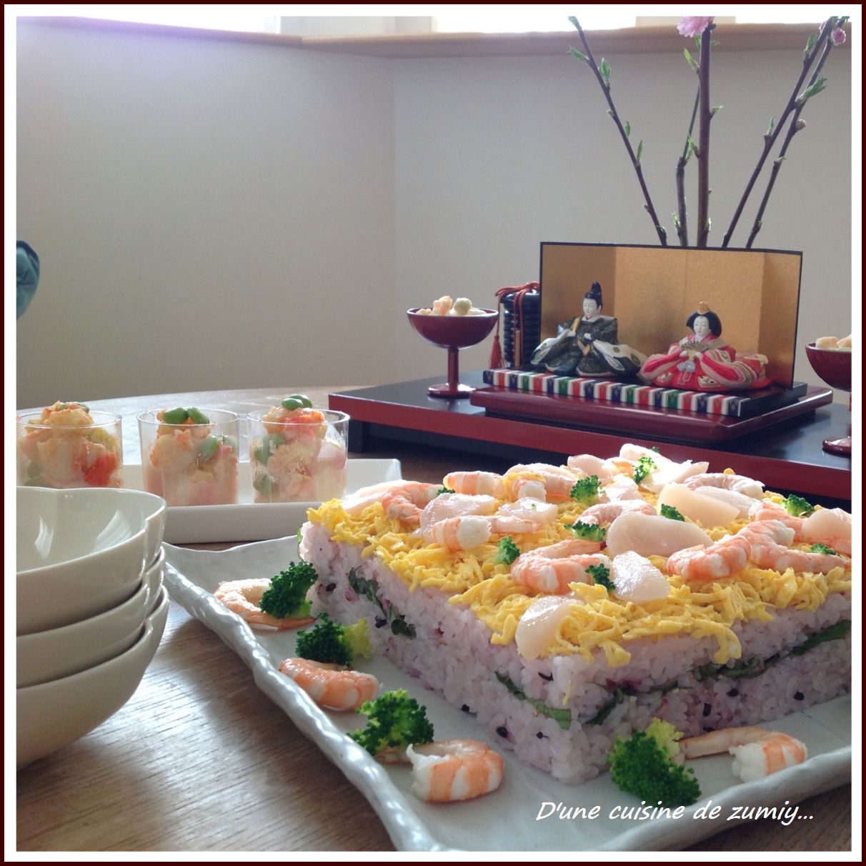 黒米の押し寿司でひな祭り